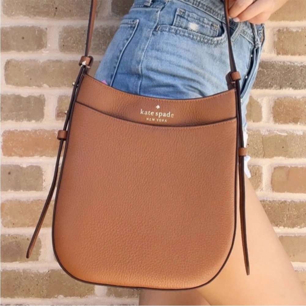 Kate Spade Leila Crossbody Bag Tan Pebbled Leather - Picture 2 of 7